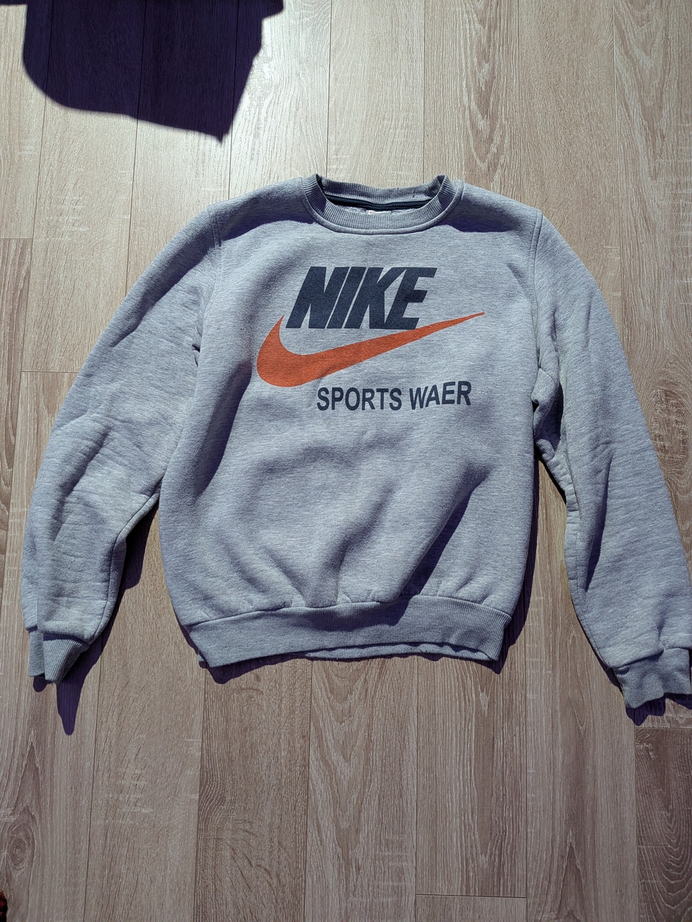 Vintage Nike Grey Crewneck Sweatshirt with Orange Swoosh